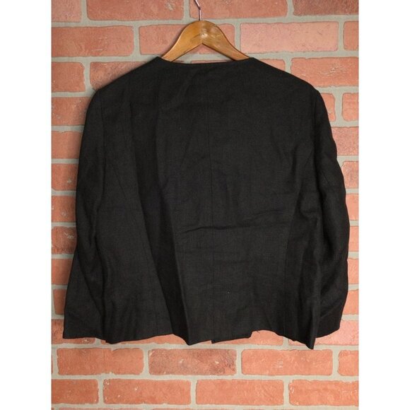 Talbots Womens Irish Linen Single Button Jacket Long Sleeve Black Size 10 - Picture 3 of 4